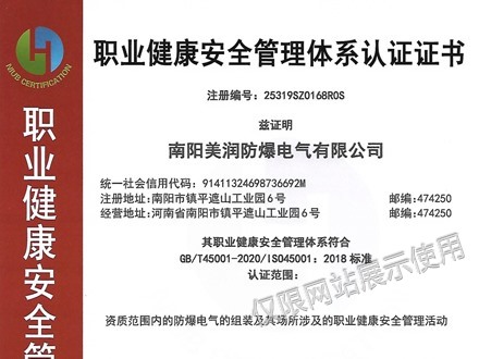 职业健康安全管理体系认证